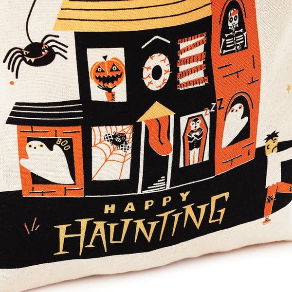 1 stk 13\" stor Halloween mulepose (Happy Haunting Haunted House) genanvendelig mulepose til trick-or-treating, indkøb og mere - mulepose