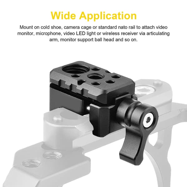 Quick Release NATO Clamp 1/4 Inch 3/8 Inch Thread Arri Locating Hole Hot Shoe Mount Camera Cage Expansion Accessories