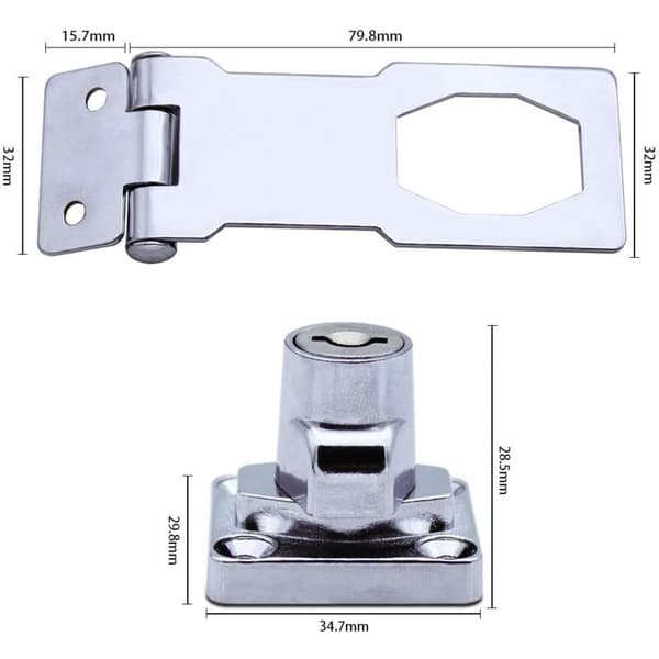 2-pack 3-inch Metal Door Latch Hasp with Padlock and Key - Chrome Hardware