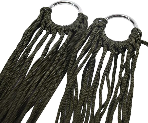 Mini-hængekøje i armygrøn nylon til camping eller have