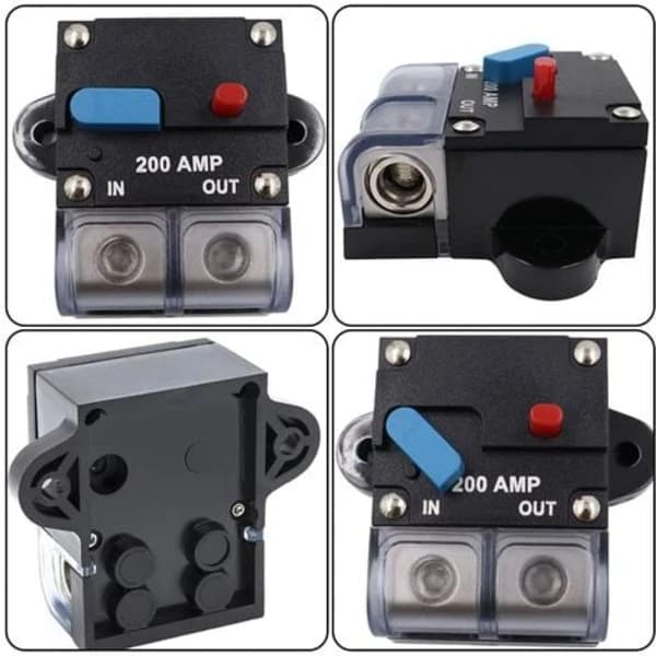 TS-Auto Circuit Breaker Car Protection 200A, Resettable Automatic Fuse 12-48V DC Waterproof Automatic Fuse with Reset Switch