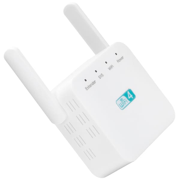 300M Repeater with Dual Antenna Signal Amplifier Range Extender White 100-240V EU Plug