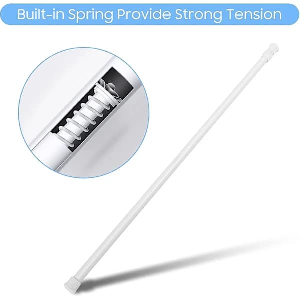 Telescopic curtain rod, extendable shower rod without drilling, adjustable for bathtub, extendable shower rod with non-slip pads 55-90 cm, white
