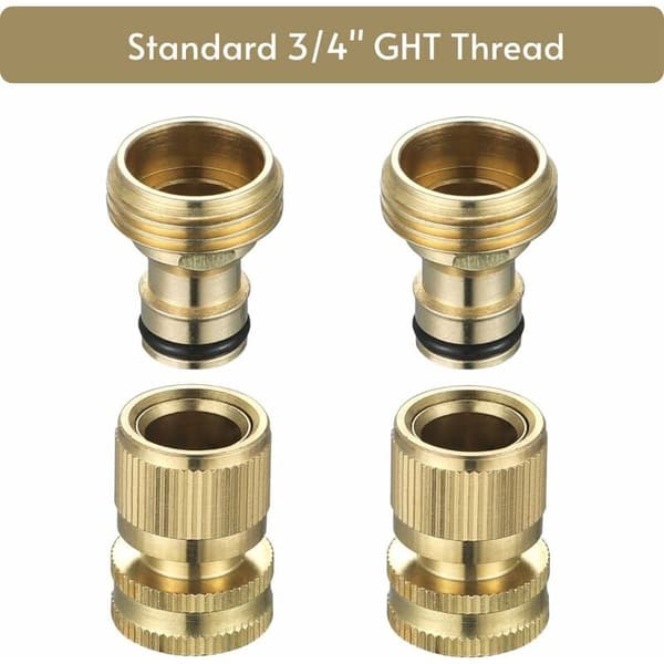Snabbkoppling Trädgårdsslang - Snabbkopplingar Trädgårdsslang, Massiv Mässing Vattenslang Snabbkoppling, 3/4 \" GHT, 2-pack