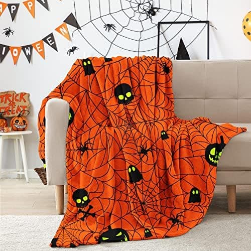 Høst Halloween-tæppe Halloween-plaid og tæpper Efterår Græskar-plaid Superblød Hyggelig og Plysset til Sofa_tfrf