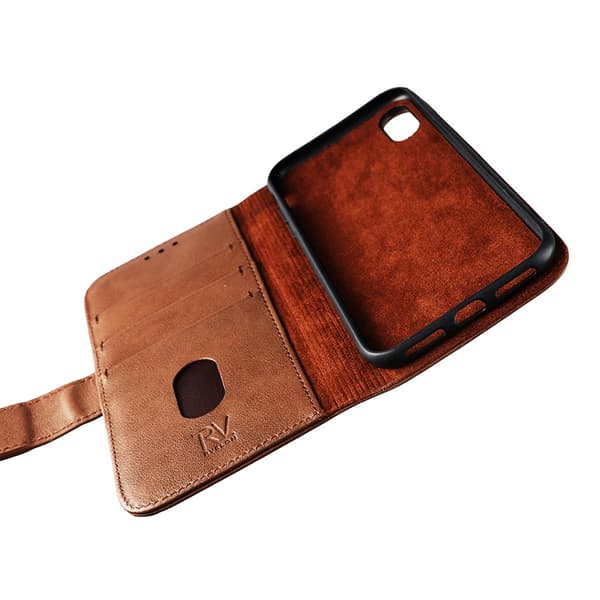 iPhone X/XS Plånboksfodral Läder Rvelon - Brun Brun brown
