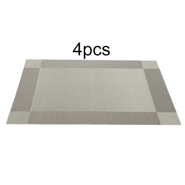 4 stk. dækkeservietter Mode PVC spisebordsmåtte tallerkenunderlag glasunderlag dug (grå)