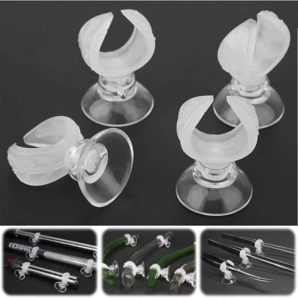 Set med 4 sugproppar för akvarieluftslang, sugproppar med klämmor för akvarieluftslang 15-24 mm