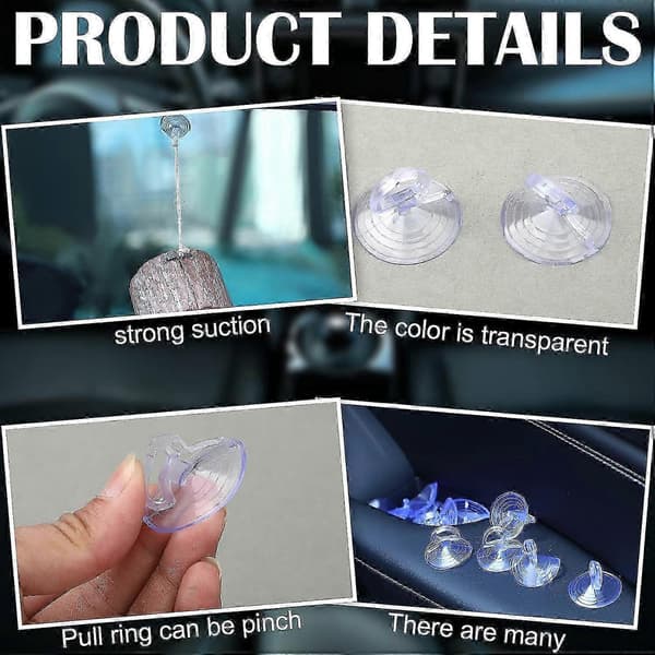 24-pack Suction Cups for Windshield Cover, Small PVC Car Accessories for Window Visor [DB] Transparent Transparent