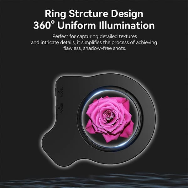Macro Lens Fill Light Ring Light 3 Colors 5 Levels 2700k-6500k 32LED Lamp Beads 45 Lighting Effects