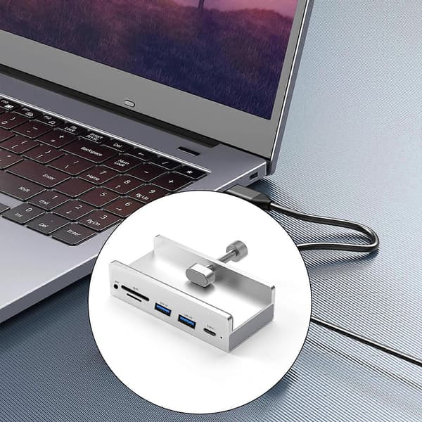 6-in-1 USB3.0-sovitin USB-kiinnitettävä telakointiasema USB3.0-sovitin Multiport-jakaja 5Gbps nopea sovitin PC-kannettavalle
