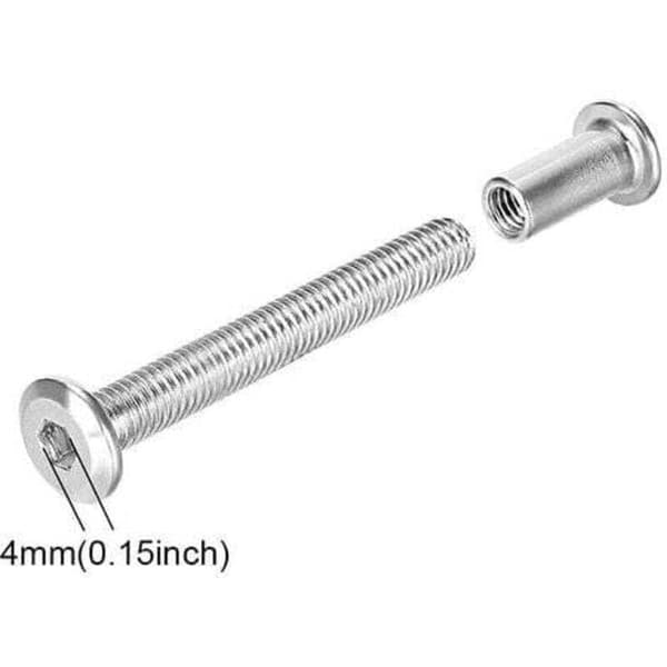 Sekskantede forbindelsesbolte til møbler M6 x 35MM gevindskåret skabsforbindelse, 10 stk.