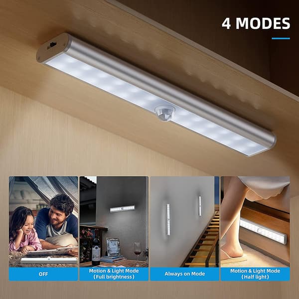 Rechargeable LED Motion Sensor Light, Wireless Closet Light, Emergency Handheld Lantern, Kids Night Light, Accent Lighting, Cool White 6000k 2 Pack