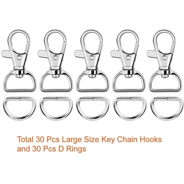 60 Pieces Swivel Snap Hooks and D-Rings for Lanyards and Sewing Projects