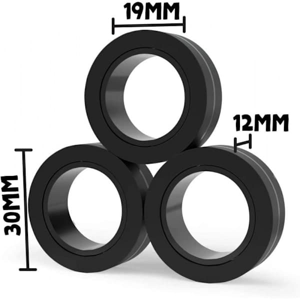Magnetisk Fidget Spinner-ring - Uendelig sjov - Spin, forbind, leg - Et pædagogisk legetøj til både drenge og piger - Sort