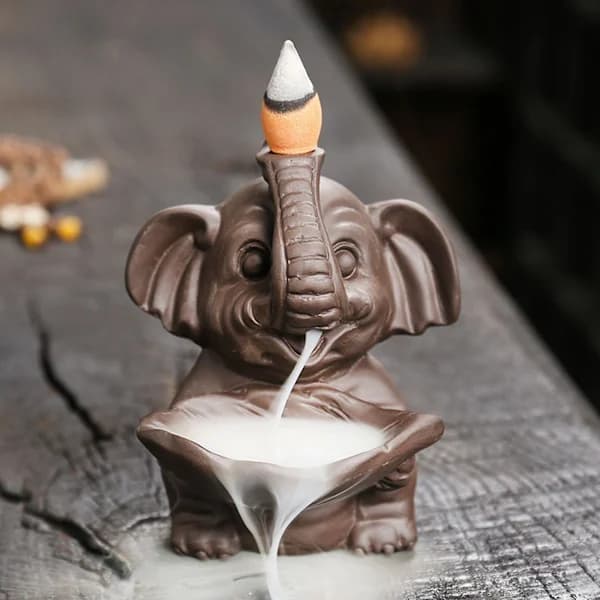 Elefant Backflow Røkelsesholder Elefantpynt Fanger Som Bilde 10.5cmx7.4cm