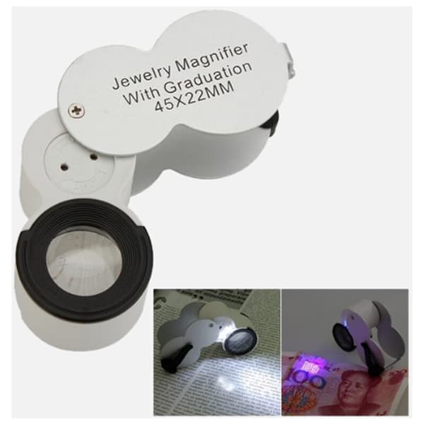 45x 22mm med LED-lamper skala smykker lup