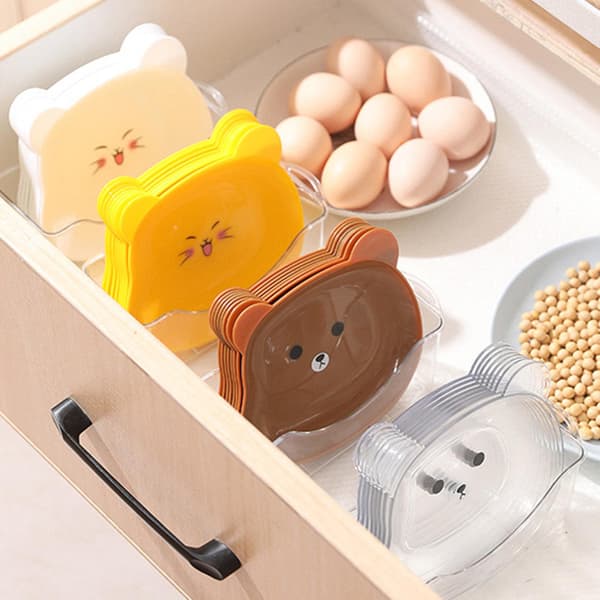 Wharick 2-pack Snacks Plate Plastic Cartoon Bear Shape Sauce Bowl Plates Tableware Kitchen Utensils Clear Clear