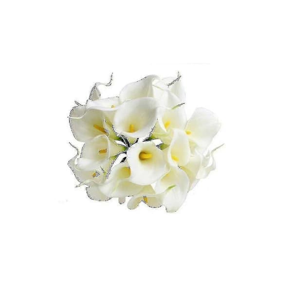 20 stk. hvide kunstige Calla Liljer - Brudebuketdekoration med \"Real Touch\" til Bryllup & Hjem Elegance