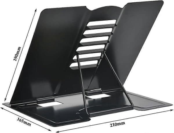Ergonomic Document Stand, Adjustable Metal Book Stand with Movable Clips, Non-Slip Design for Thick Books and Single Sheets, Portable Reading Stand
