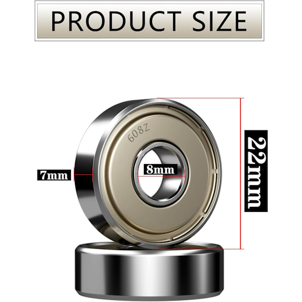 608zz Metall Dobbel Dype Skateboard Lager