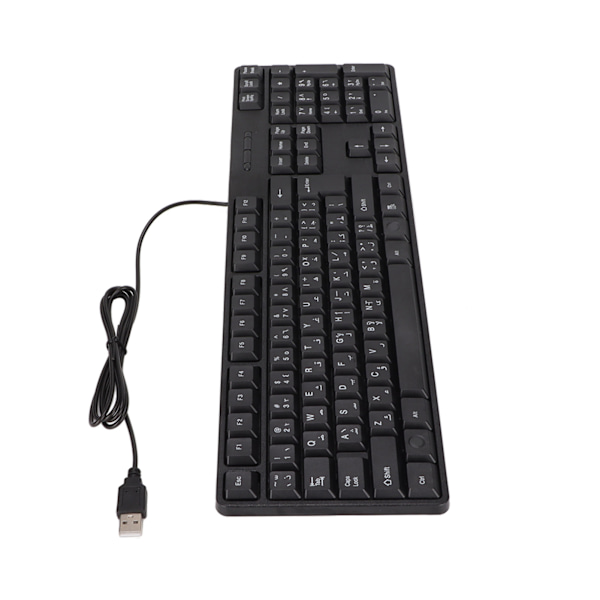 Arabic Keyboard 104 Keys USB Interface Wired Design Black ABS Material Office Keyboard for Desktops 0.5 0.5