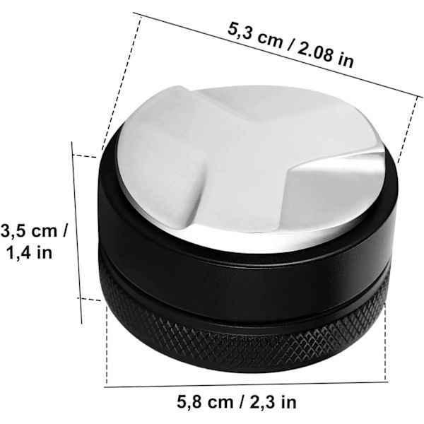Kaffedistributör, 53 mm 304 rostfritt stål kaffenivå, Verktyg för malet kaffenivå, Svart 53MM