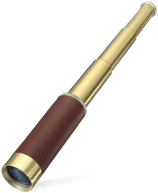 Pirate Monocular Telescope, Handheld Collapsible Brass Telescope 25x30 with Zoom