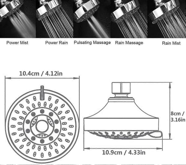1 pc Shower Head, Fixed Shower Head, Anti-Limescale Shower Head