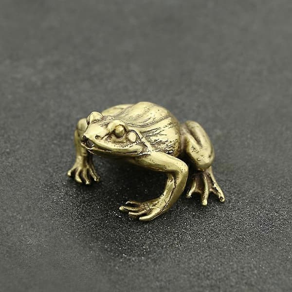 Distressed Brass Frog Figurine Tea Table Paperweight Ornament Decor Display Mold