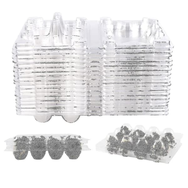 100 Pieces 12-Grid Quail Egg Carton Reusable Quail Egg Box Egg Storage Transparent Fridge Large Box Mini Egg Dispenser with Lid for Refrigerator