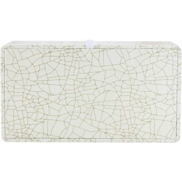 Rektangulär läder servettbox (Beige - Ice Cracks mönster)-