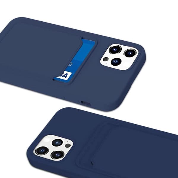 iPhone 12/12 Pro silikondeksel med kortholder - Blå Blå blue Blå blue