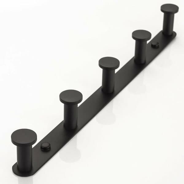 Wall Mounted Coat Rack 5 Hooks Black Finish Coat Hanger for Bathroom