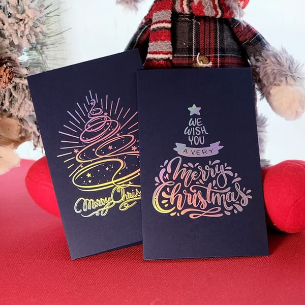 12 Christmas Cards with Bronze Foil Envelopes