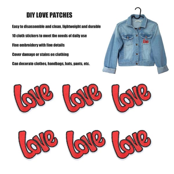 2025 Senaste Modellen 10 st Kärlek Broderad Patch Fin Broderi Skuggning