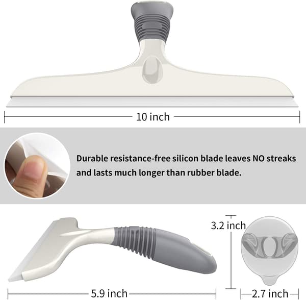 Silicone Squeegee, 2-pack Heavy Duty Window and Glass Scrubber with Hook for Home, Car, Bathroom Surfaces 2 Pack