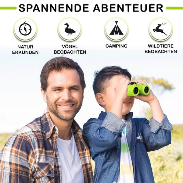 Kids Binoculars with High Magnification (8 x 21) - Complete Set with Magnifying Glass & Compass