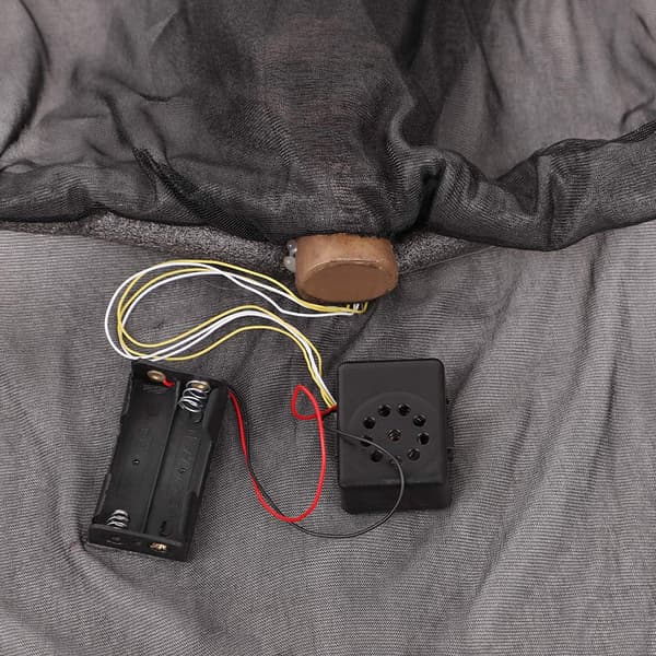 20\" Scary Halloween Hanging Ghost with Spooky Scream and Glowing LED Red Eyes (Black)