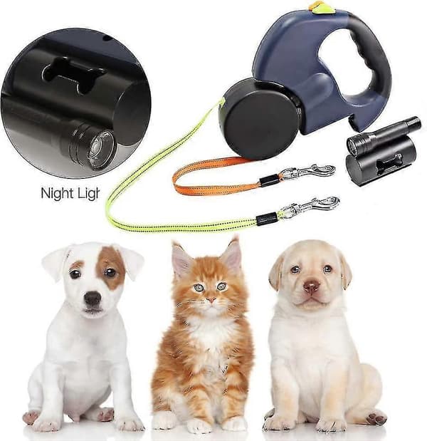 Infällbart dubbelt hundkoppel, 3m dubbelt hundkoppel för flexibelt dubbelt hundkoppel [DB]