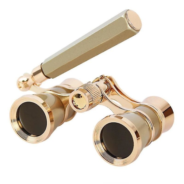 3x25 operakikare belagda linser Teleskop Operaglasögon belagda teaterglashandtag Presenter för flickor (guld)