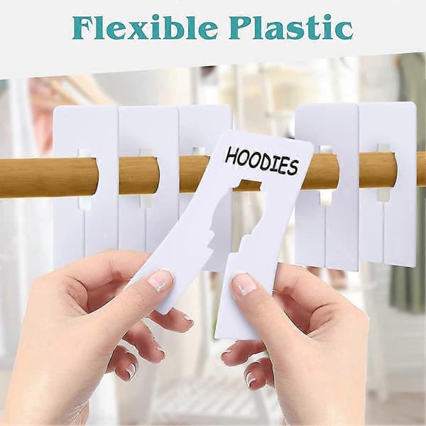 30 Closet Dividers for Hanging Clothes - Rectangular Clothing Size Dividers, 1.5X Wider White Closet [DB] White White