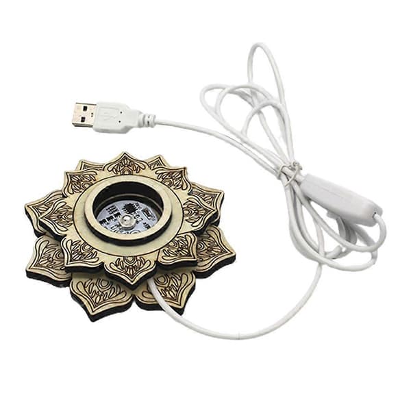 USB Kreative 3D Krystallkuler Nattlys Lotusformet Base Lysende Glass