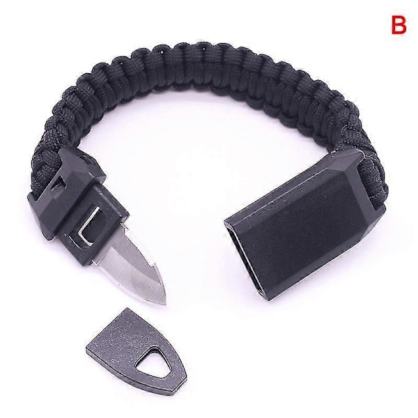 2 stk. Paracord Armbånd Nødreb Med Overlevelsesfløjte Og Kniv Til LGL B