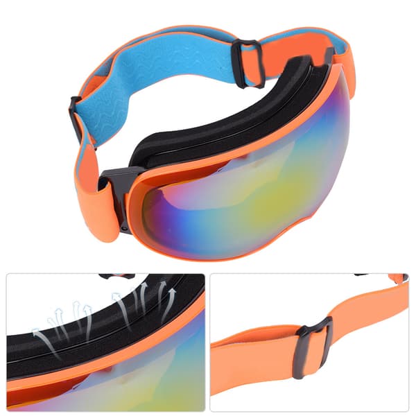 MSD007 Unisex Large Spherical Double Layer Anti-fog Breathable Outdoor Ski Goggles (Orange Frame)