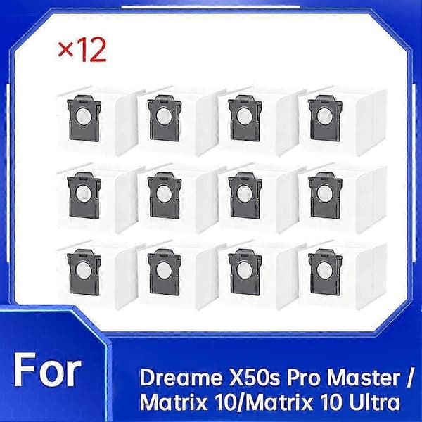 12 stk. støvposer kompatible med Dreame X50s Pro Master / Matrix 10 / Matrix 10 Ultra fejemaskinetilbehør