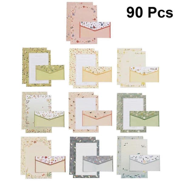 10 Set A5 Envelopes and Letter Paper with Floral Pattern, Beautiful Stationery Set (Mixed Pattern 30 Pcs Envelopes and 60 Pcs Paper)