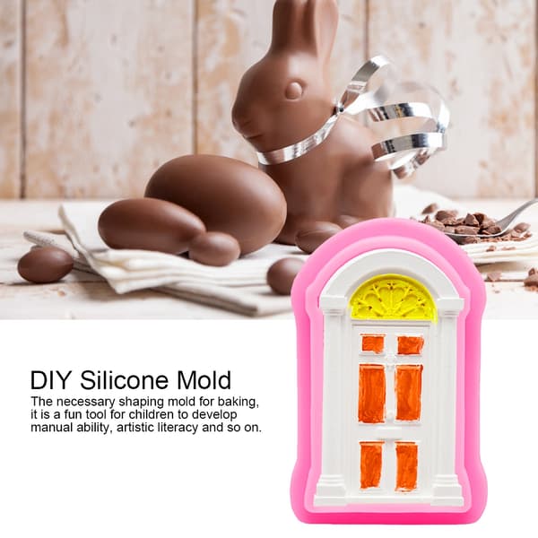 2 stk DIY Dør Vindue Silikoneform Kage Fondant Kageform Dekorationsbageværktøj Pink