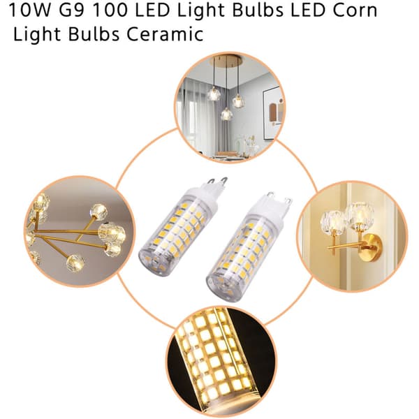 10W G9 100W LED Ceramic Corn Bulbs, No Flicker, Wide Beam Angle, 2 Pcs Natural White