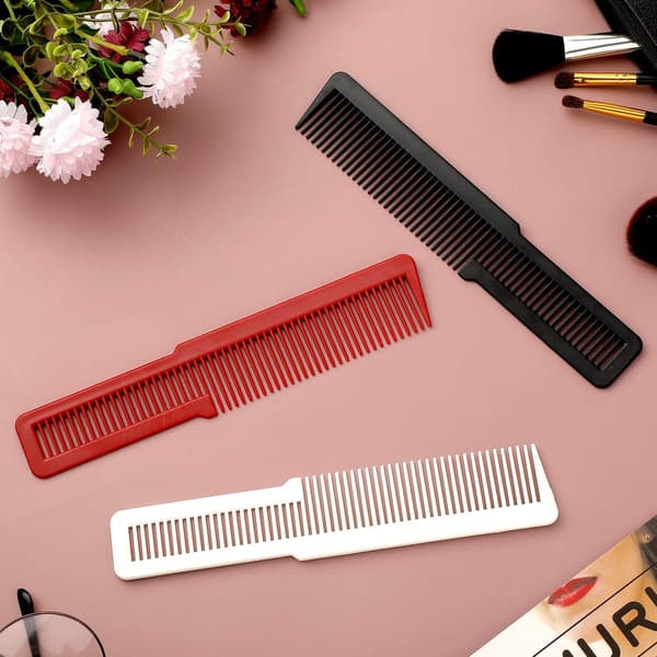 Professional Clipper Combs 6-Pack Flat Top Styling Combs for Stylists and Barbers Black White Red Set